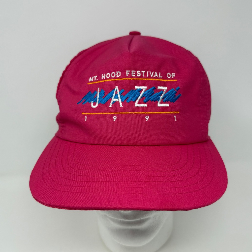 Vintage 1991 Mt Hood Festival of Jazz Snapback Hat Magenta Pink Designer Award